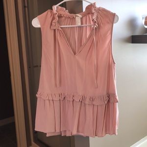 Pink ruffled tank
